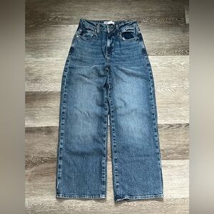 Zara Blue Wide Straight Leg High Waist Denim Jeans